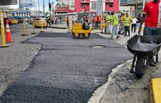 Vista del parcheo en esta área de gran circulación vial. Foto: Cortesía MOP