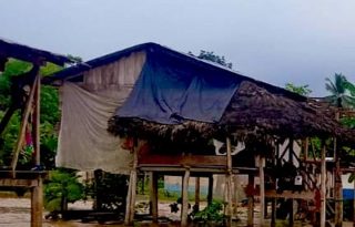 Imagen que permiten observar la magnitud de la crecida del río. Foto: Cortesía Sinaproc