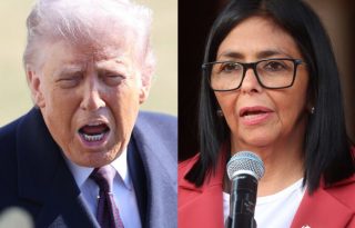 El presidente de Estados Unidos, Donald Trump, y a la presidenta encargada de Venezuela, Delcy Rodríguez. Foto: EFE