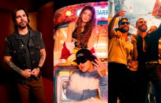 Juanes (i), Shakira y Beéle (c), y Maluma junto a Manuel Turizo. Foto: EFE / Universal Music / Sony Music