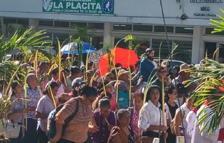 En Santiago, cientos de creyentes se congregaron desde tempranas horas para participar en la tradicional bendición de ramos y la procesión que conmemora la entrada triunfal de Jesús a Jerusalén. Foto. Melquíades Vásquez
