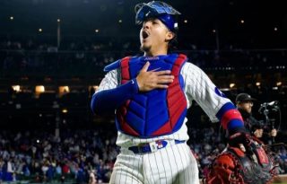 Miguel Amaya, receptor de la Cachorros de Chicago. Foto: @cubs