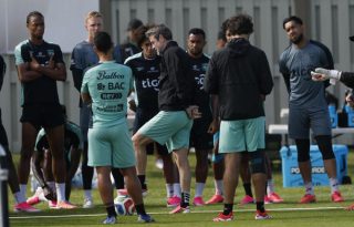 El equipo de Panamá durante los entrenamientos, dirigido por Thomas Christianen: Foto: EFE