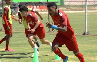 Jugadores de la Sub-20 en los entrenamientos en Pachuca. Foto: FPF