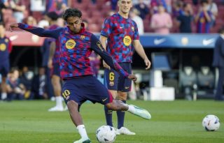 El delantero del Barcelona Lamine Yamal durante los entrenamientos. Foto: EFE 