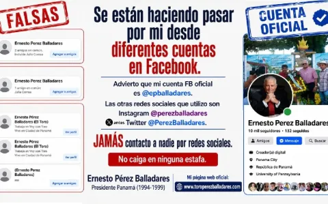 Pérez-Balladares denuncia ola de cuentas falsas en Facebook y advierte sobre intentos de estafa a su nombre