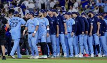 Jugadores de los Azulejos de Toronto. Foto: EFE