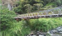 Antiguo puente zarzo sobre el río Caldera, en Chiriquí, el cual fue desmantelado. Este es uno de los ríos más caudalosos del territorio. Archivo