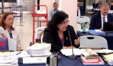 La fiscal del caso, Ruth Morcillo, durante la presentación de las más de 10 mil fojas con 