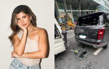 Valeria Rettally compartió fotos de cómo quedó su carro. Fotos: Instagram