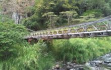 Antiguo puente zarzo sobre el río Caldera, en Chiriquí, el cual fue desmantelado. Este es uno de los ríos más caudalosos del territorio. Foto: Archivo