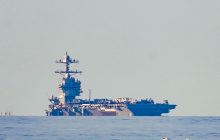 Portaaviones USS Gerald R. Ford entrando en el fiordo de Oslo, en Jeloya (Noruega). EFE/Archivo