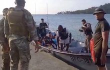 agentes a bordo de la embarcación identificada como BPC-3811 lograron ubicar y rescatar a los ciudadanos. Foto. Cortesía