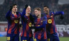 Jugadores del Barcelona en el partido en Praga. Foto: EFE