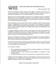 El gremio de abogados de Colón en un comunicado dejan m i clara su posición.