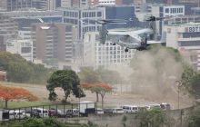 Un helicóptero Bell Boeing V-22 Osprey de Estados Unidos durante un simulacro este sábado, en Caracas (Venezuela). Foto: EFE