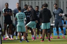 El equipo de Panamá durante los entrenamientos, dirigido por Thomas Christianen: Foto: EFE