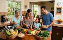 Optar por métodos de cocción saludables como el horneado. Foto: Generada con IA