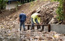 El MOP ejecutó trabajos de zampeado en puntos estratégicos del cauce.