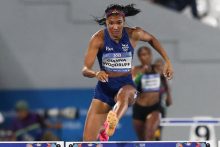 Gianna Wooddruff  corredora de Panamá en los 400 metros con vallas. Foto: EFE