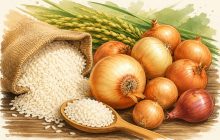 Ha habido disminución en la producción de arroz y cebolla. Foto generada con IA