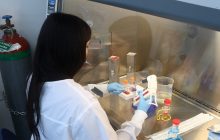 Estudiante realizando procesos de análisis en los laboratorios del Indicasat. Foto: EFE