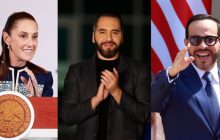 La presidenta de México, Claudia Sheinbaum (i), al presidente de El Salvador, Nayib Bukele (c) y al presidente de Colombia Abelardo de la Espriella. Foto: EFE