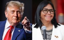 El presidente de Estados Unidos, Donald Trump (i), y de la presidenta encargada de Venezuela, Delcy Rodríguez. Foto: EFE
