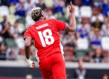 Josuè Vergara festeja su primer gol con la selección de Panamá. Foto: FPF