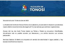 Comunicado de la alcaldía de Tonosí divulgado en redes sociales. Imagen: Redes Sociales