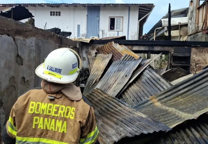 Un bombero observando el epicentro del incendio en la isla. Foto: Cortesía