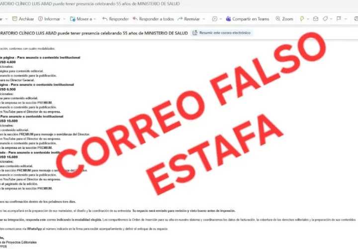 Correo falso. Foto: Cortesía