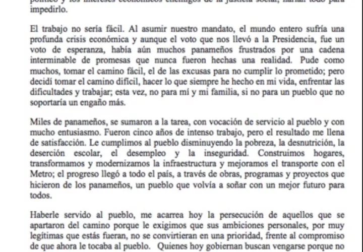 Primera parte de la carta