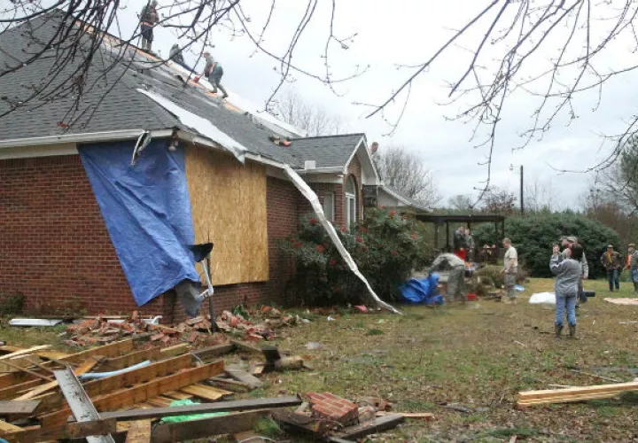 Esta casa en Mississippi sufrió grandes daños. Foto:AP