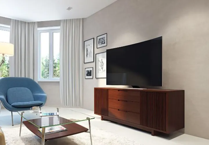 Sencillez y funcionalidad en este mueble para televisión. 