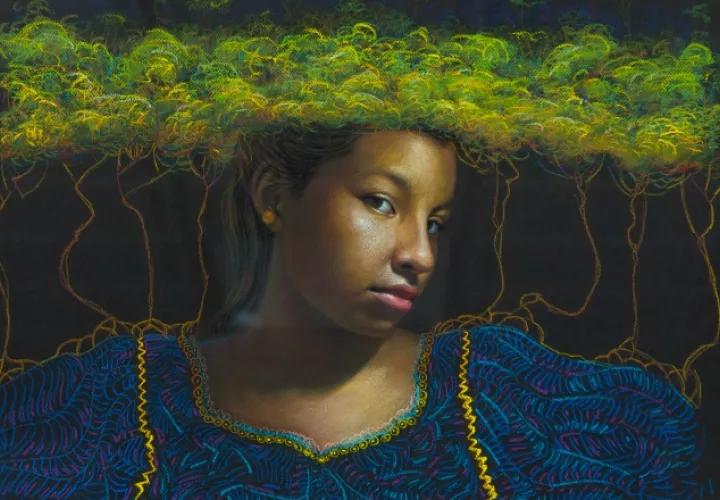 Hermosa pieza artística de Lucio López Kansuet,  pintor de Guna Yala. Por años, él ha estado respaldando la acción benéfica de la ONG. /Foto Cortesía.