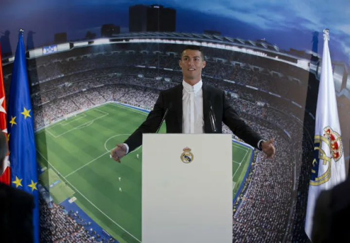 Cristiano Ronaldo en la conferencia de prensa de ayer./ Foto AP