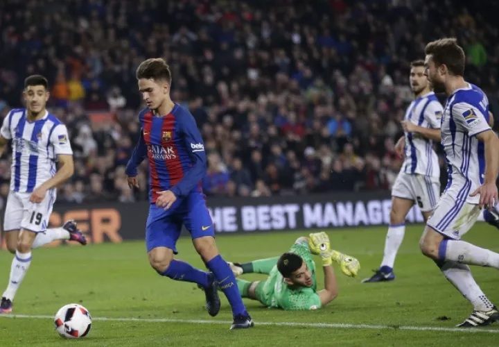 Denis Suárez (dcha.) realizó dos anotaciones para el Barcelona, en el minuto 17 y en el 82.  AP