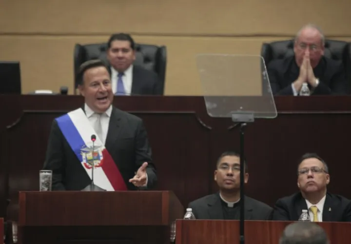 El presidente de la República, Juan Carlos Varela, en su quinto informe a la nación durante la instalación de la primera sesión ordinaria del Órgano Legislativo. Archivo 