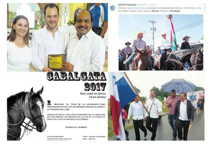El contralor Humbert, junto al ministro de Vivienda, Mario Etchelecu, participaron de la cabalgata en honor a San José de David. /Foto Cortesía