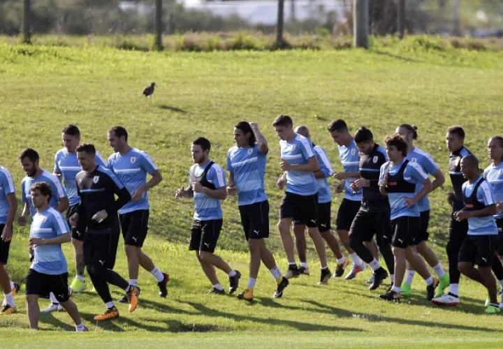 Entrenamiento de los jugadores uruguayos /Foto AP