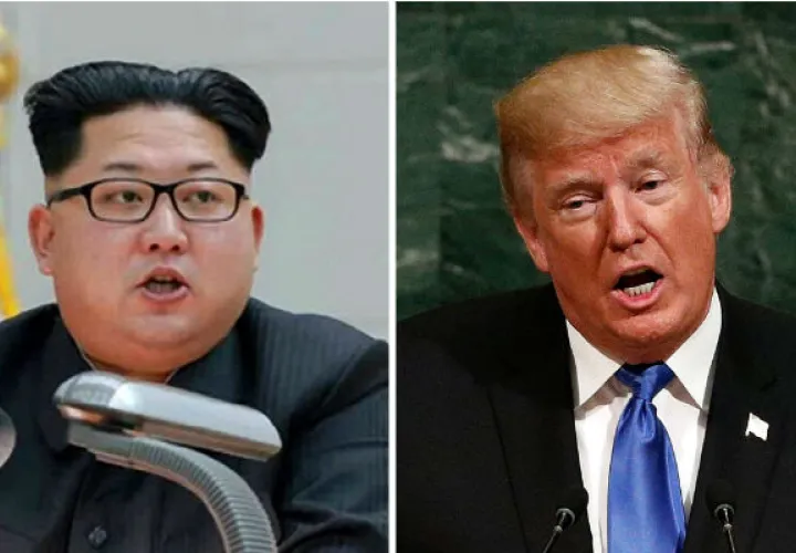Líder norcoreano Kim Jong-un (i), en Pyongyang (Corea del Norte); y el presidente de Estados Unidos, Donald Trump. Foto: EFE