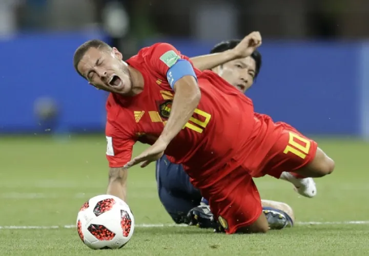 Eden Hazard fue elegido como el mejor jugador del partido de octavos contra Japón. /Foto AP