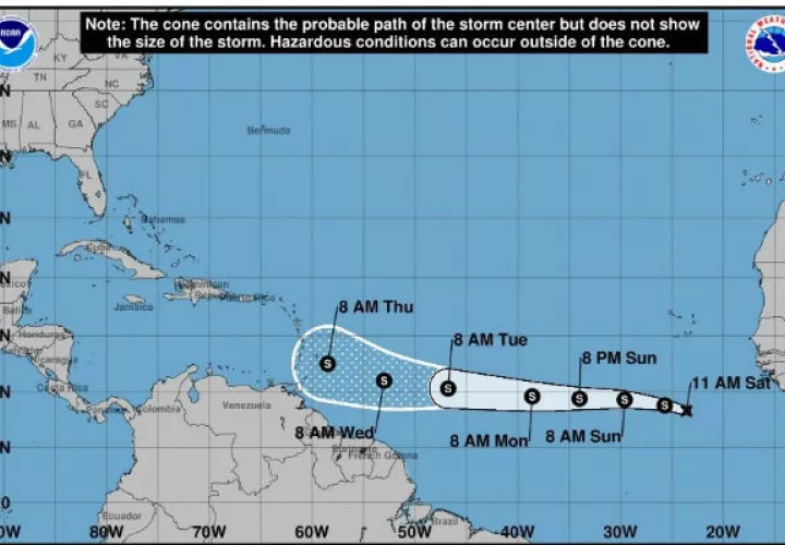 Los vientos máximos sostenidos de Kirk están cerca de los 65 kilómetros por hora (40 millas por hora) con ráfagas a veces más altas, de acuerdo con la información del CNH, con sede en Miami.