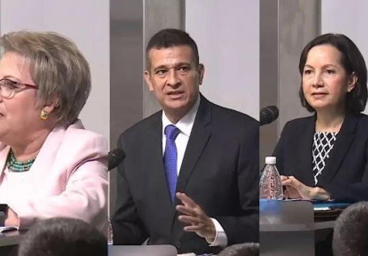  María Eugenia López, Carlos Alberto Vásquez y Maribel Cornejo son los nuevos magistrados principales de la Corte Suprema de Justicia. Foto: Asamblea Nacional