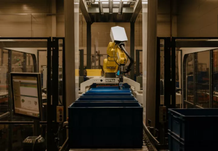 Un robot hecho por Knapp puede clasificar más de 10 mil artículos distintos, con precisión superior al 99 por ciento. Foto / Robert Rieger para The New York Times.