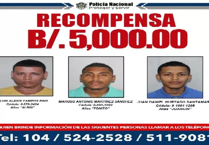 Quien tenga información sobre estas personas puede comunicarse a los teléfonos 104 / 524-2528 / 511-908. Foto. Cortesía Proteger y Servir