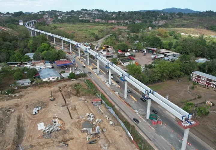 Avance de la Línea 3 por el distrito de Arraiján, a finales de junio. Foto: Cortesía Metro de Panamá
