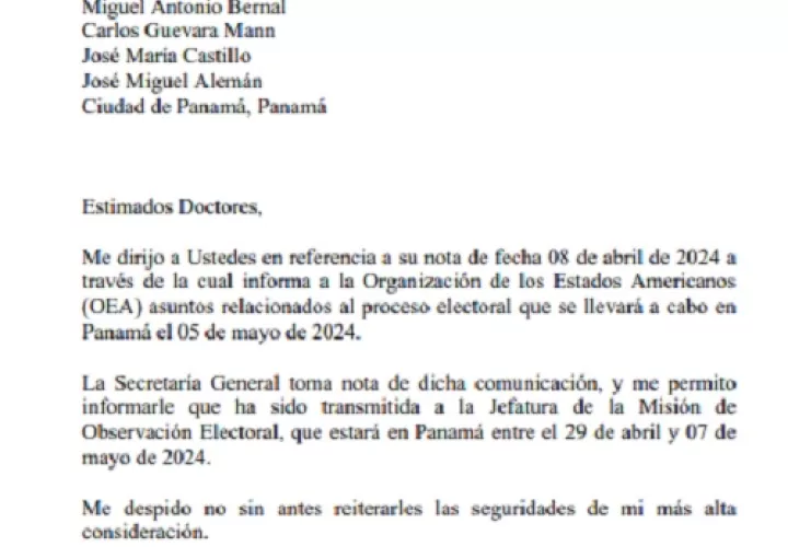 Respuesta de Almagro a abogados panameños. 
