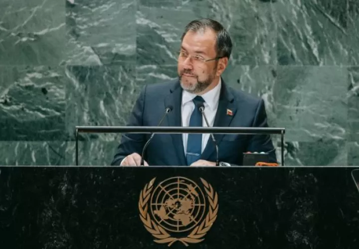 Ministro de Relaciones Exteriores de Venezuela, Yván Gil, en su discurso ante la ONU. Foto: EFE
